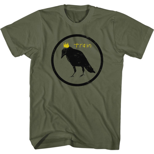 Train Crow and Crown In Circle Military Green Adult T-Shirt