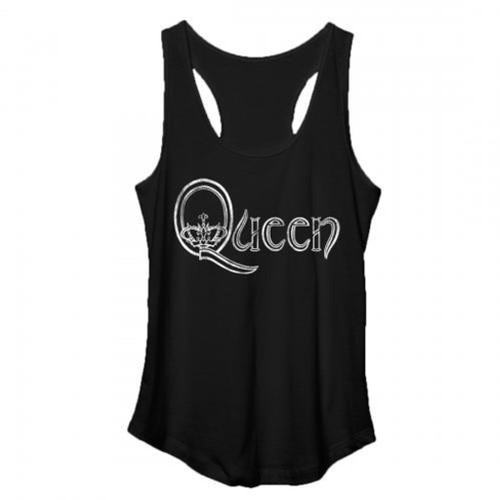 Queen Distressed Text Logo Women's Racerback Tank Top T-Shirt