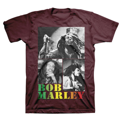 Bob Marley Collage Maroon Classic T-Shirt
