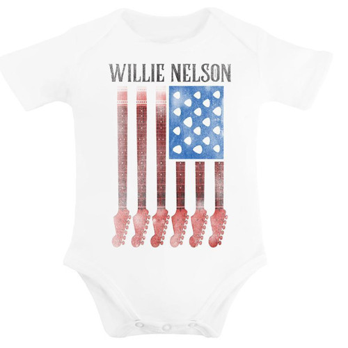 Willie Nelson Guitar Flag Infant Baby Romper T-Shirt