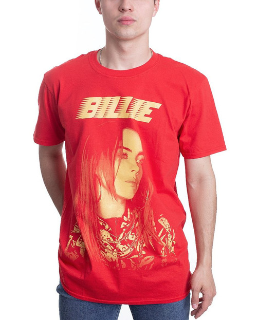 Billie Eilish Racer Logo Photo Red T-Shirt