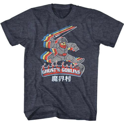Ghosts 'n Goblins Color Trail Navy Heather Adult T-Shirt