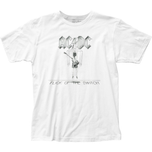 AC/DC Flick Of The Switch White Fitted Jersey T-Shirt
