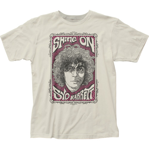 Syd Barrett Pink Floyd Swirly Portrait Tan Fitted Jersey T-Shirt