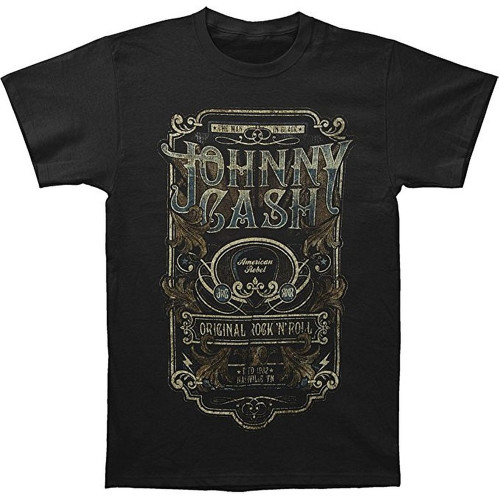 Johnny Cash Retro Type Men's Black T-Shirt
