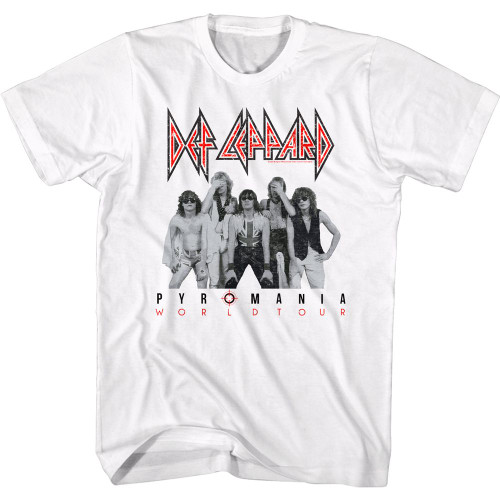 Def Leppard Pyromania World Tour White Adult T-Shirt