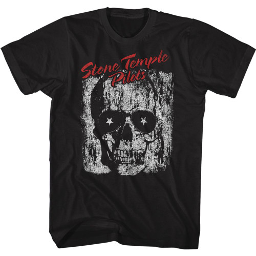 Stone Temple Pilots Skull Sunglasses Black Adult T-Shirt