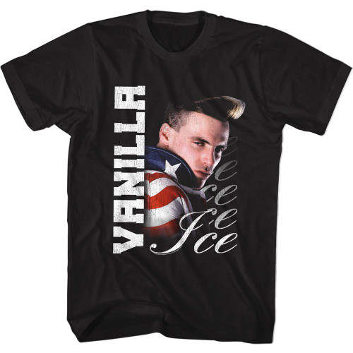 Vanilla Ice Vertical Vanilla Black Adult T-Shirt