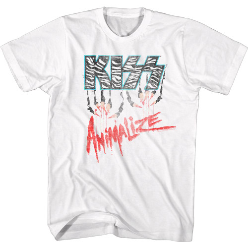 Kiss Animalize Logo White Adult T-Shirt