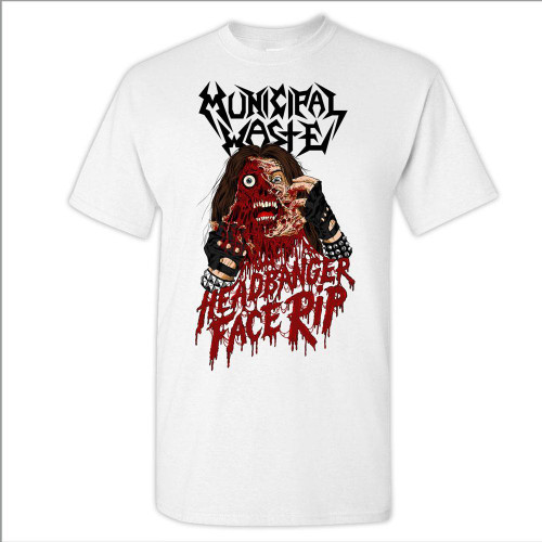 Municipal Waste Headbanger Face Rip White T-Shirt