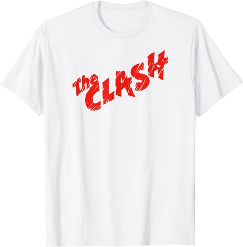 The Clash Scratched Red Logo White T-Shirt