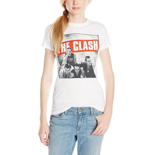 The Clash Black and White Photo Junior Women's T-Shirt