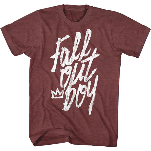 Fall Out Boy Logo Handwritten Vintage Maroon Heather Adult T-Shirt