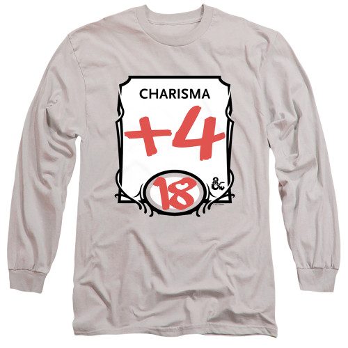 Dungeons and Dragons Charisma Long Sleeve Adult 18/1 T-Shirt Silver