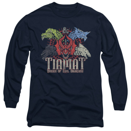 Dungeons and Dragons Tiamat Queen Of Evil Long Sleeve Adult 18/1 T-Shirt Navy