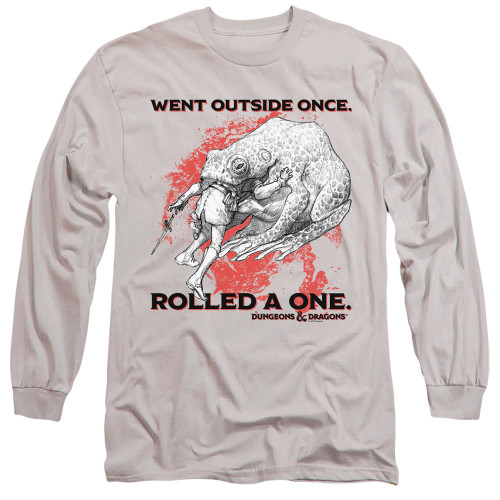 Dungeons and Dragons Rolled A One Long Sleeve Adult 18/1 T-Shirt Silver