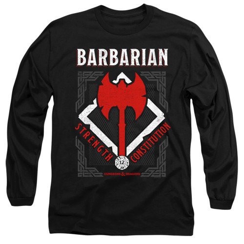 Dungeons and Dragons Barbarian Long Sleeve Adult 18/1 T-Shirt Black