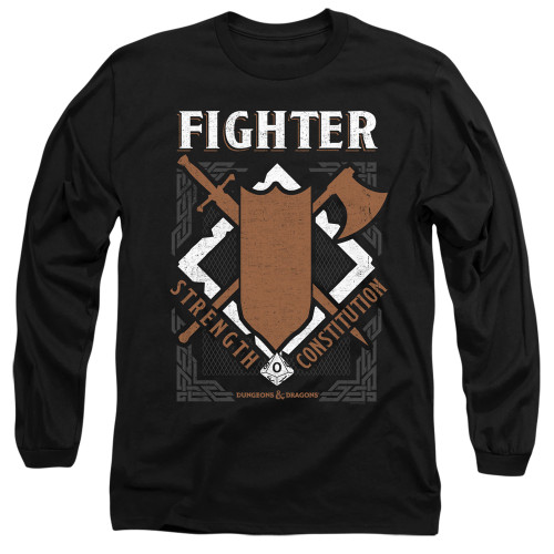 Dungeons and Dragons Fighter Long Sleeve Adult 18/1 T-Shirt Black