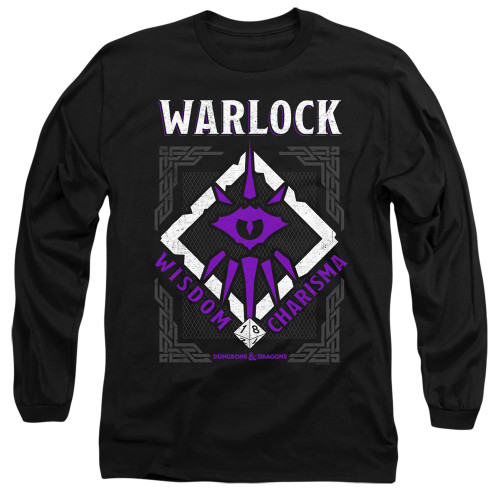 Dungeons and Dragons Warlock Long Sleeve Adult 18/1 T-Shirt Black