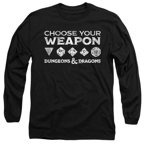 Dungeons and Dragons Choose Your Weapon Long Sleeve Adult 18/1 T-Shirt Black