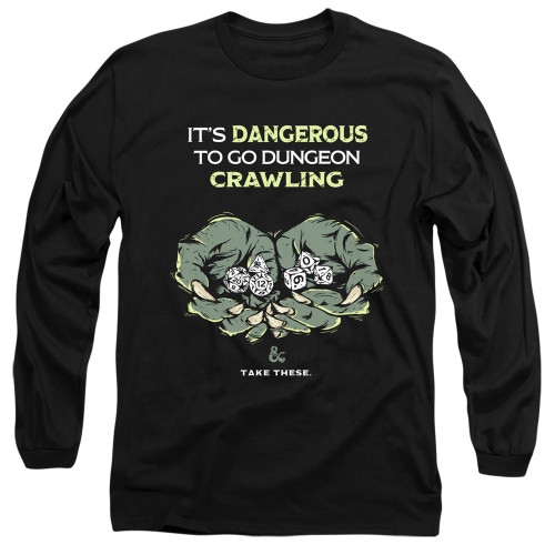 Dungeons and Dragons Dangerous To Go Alone Long Sleeve Adult 18/1 T-Shirt Black