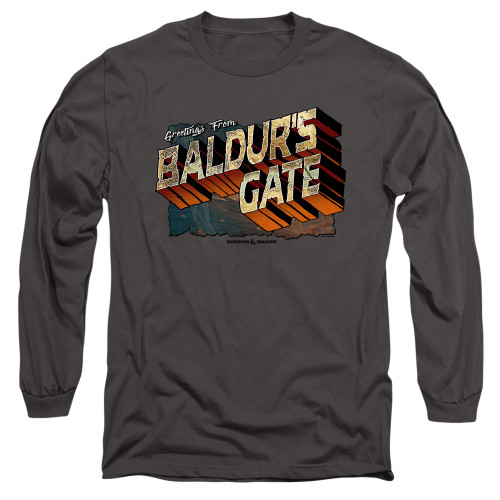 Dungeons and Dragons Baldurs Gate Long Sleeve Adult 18/1 T-Shirt Charcoal