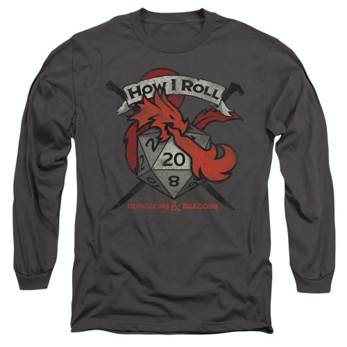 Dungeons and Dragons How I Roll D And D Long Sleeve Adult 18/1 T-Shirt Charcoal
