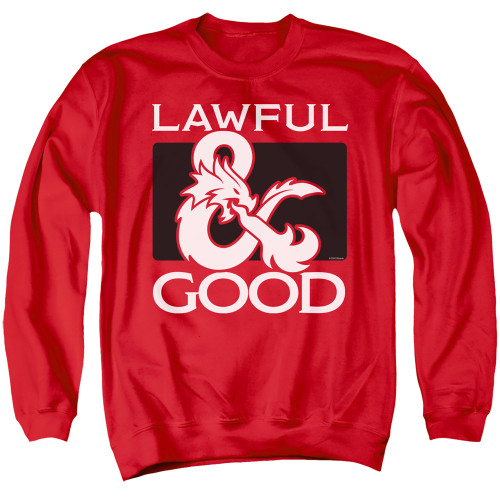Dungeons and Dragons Lawful Good Adult Crewneck Sweatshirt Red