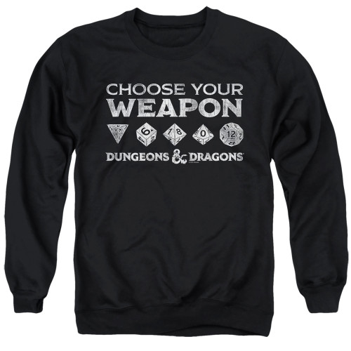 Dungeons and Dragons Choose Your Weapon Adult Crewneck Sweatshirt Black