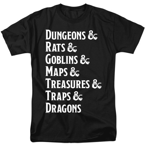 Dungeons and Dragons Dungeon List Adult 18/1 T-Shirt Black