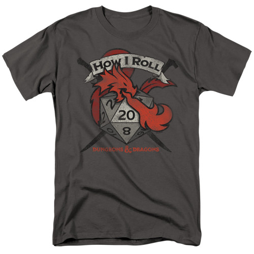 Dungeons and Dragons How I Roll D And D Adult 18/1 T-Shirt Charcoal