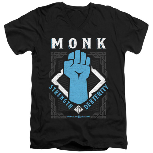 Dungeons and Dragons Monk Adult V-Neck 30/1 T-Shirt Black