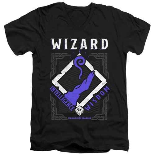 Dungeons and Dragons Wizard Adult V-Neck 30/1 T-Shirt Black