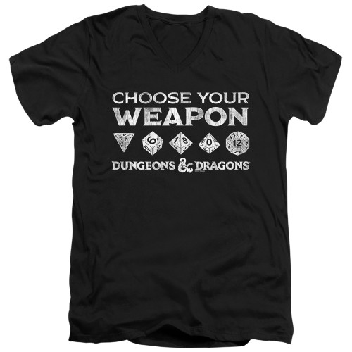 Dungeons and Dragons Choose Your Weapon Adult V-Neck 30/1 T-Shirt Black