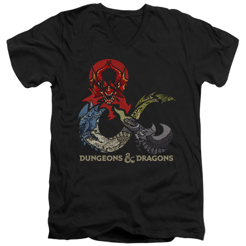 Dungeons and Dragons Dragons In Dragons Adult V-Neck 30/1 T-Shirt Black