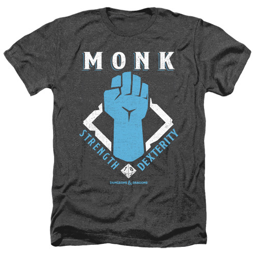 Dungeons and Dragons Monk Adult Heather T-Shirt Black