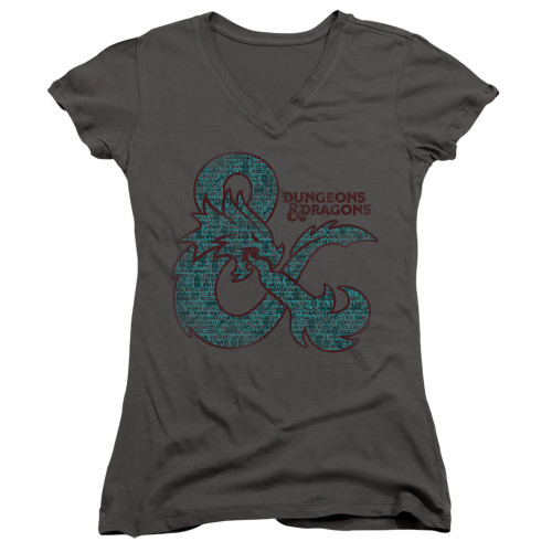 Dungeons and Dragons Ampersand Classes Junior Women's V-Neck T-Shirt Charcoal