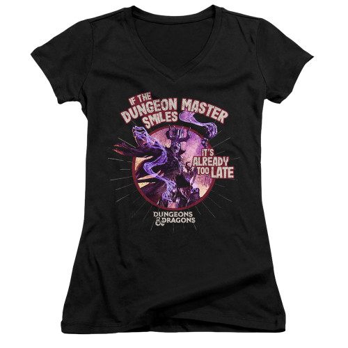 Dungeons and Dragons Dungeon Master Smiles Junior Women's V-Neck T-Shirt Black