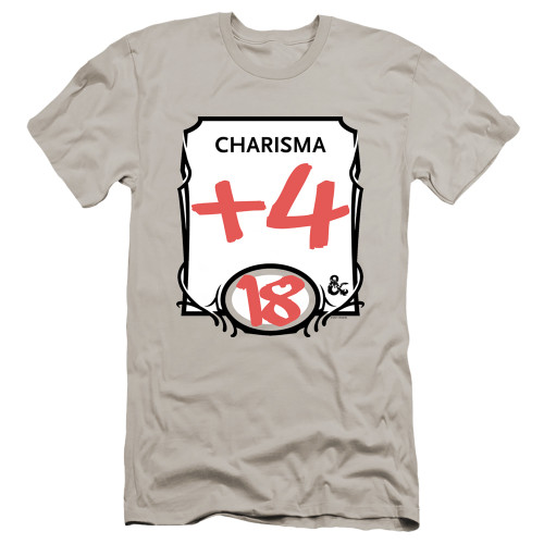 Dungeons and Dragons Charisma Premium Slim Fit Adult 30/1 T-Shirt Silver