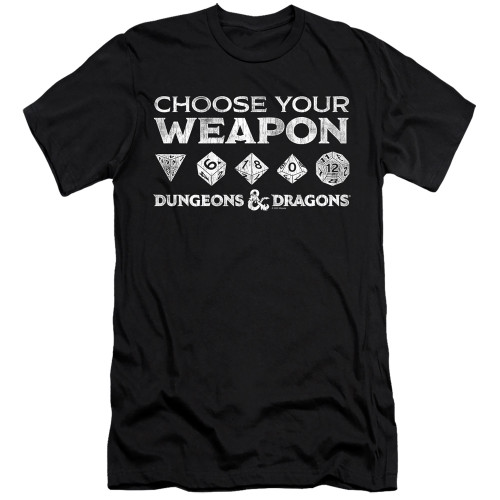 Dungeons and Dragons Choose Your Weapon Premium Slim Fit Adult 30/1 T-Shirt Black