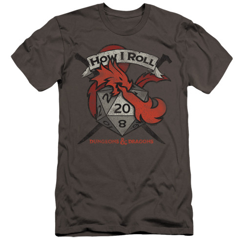 Dungeons and Dragons How I Roll D And D Premium Slim Fit Adult 30/1 T-Shirt Charcoal