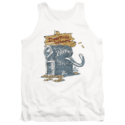 Dungeons and Dragons Donations Welcome Mimic Adult Tank Top White