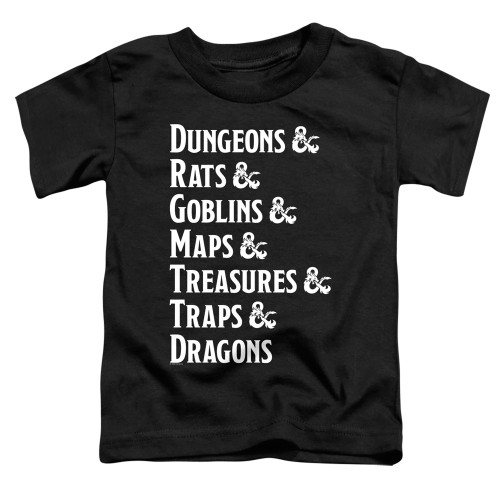 Dungeons and Dragons Dungeon List Toddler T-Shirt Black