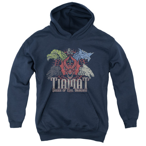 Dungeons and Dragons Tiamat Queen Of Evil Youth Pullover Hoodie Sweatshirt Navy
