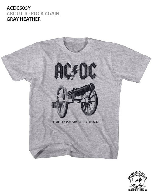 AC/DC About To Rock Again Gray Heather Children's T-Shirt - Clearance