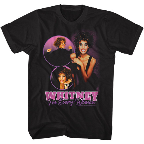Whitney Houston Whitney I'm Every Woman Collage Black Adult T-Shirt