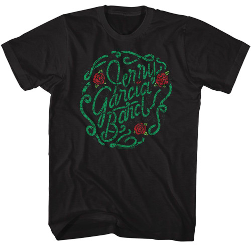Jerry Garcia Grateful Dead Vine Text Black Adult T-Shirt