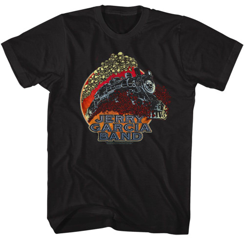 Jerry Garcia Grateful Dead Train and Skulls Black Adult T-Shirt
