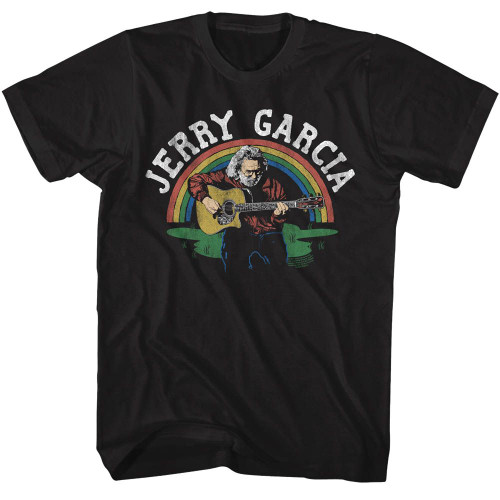Jerry Garcia Grateful Dead Jerry and Rainbow Black Adult T-Shirt