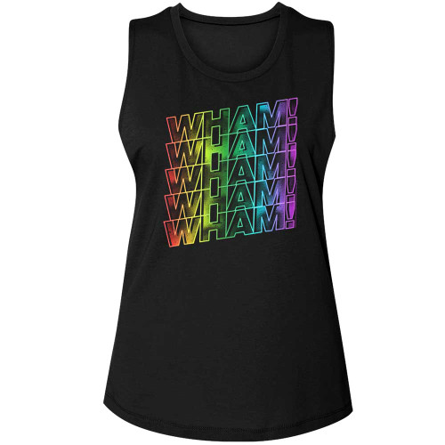 Wham Rainbow Logos Black Women's Muscle Tank Top
